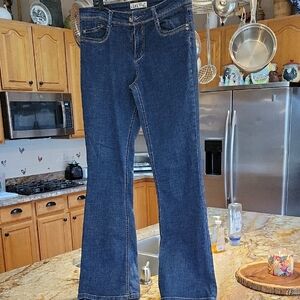 LEI Dark Blue Flare Jeans Size 9 Long